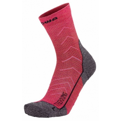 Lowa Hiking Sock Crew Trekking (Merino Wool, Honeycomb Structure) Red/Pink - 1 Pair